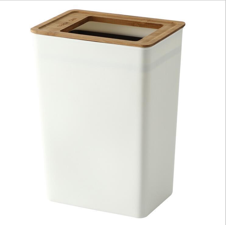 Nordic Rectangle Plastic Wooden Waste Trash Bin With Wooden – Products ...